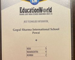 Gopal Sharma International School has been awarded by EducationWorld as Best Technology Integrated School of The Year 2022-23