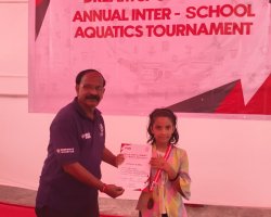 Nayna Bishnoi of std II secured 3rd place in  50 mts Back stroke in MSSA Inter school swimming competition