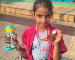  Nayna Bishnoi of std II secured 3rd place in  50 mts Butterfly stroke in MSSA Inter school swimming competition.